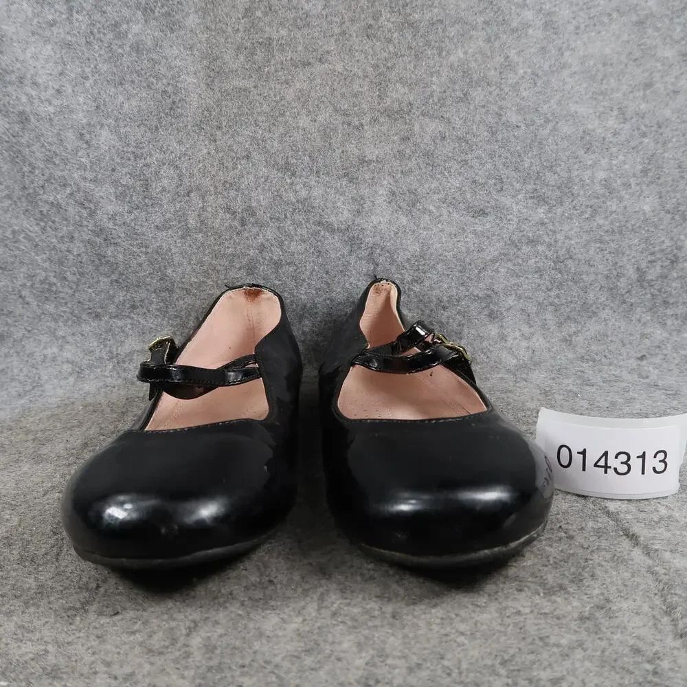 Girls Dress Shoes Mary Jane Ballet Flats Kids 3 Black Patent Buckle Straps